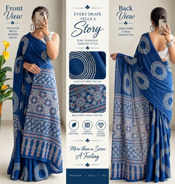 Hand Work Process Cotton Fabric Saree
