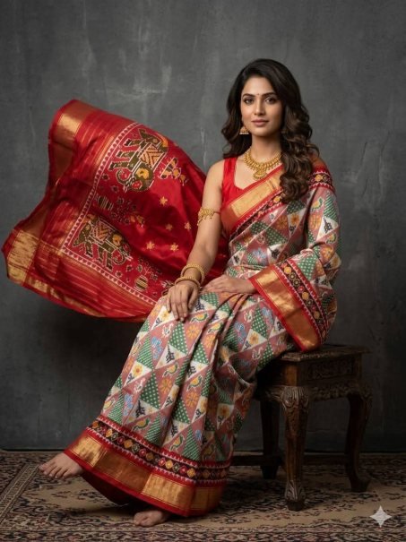 Kalamkari  Pattern Silk Fabric  Sarees