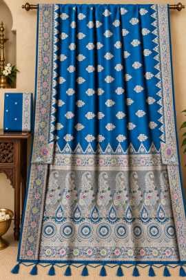 Light Blue Cotton paithani saree